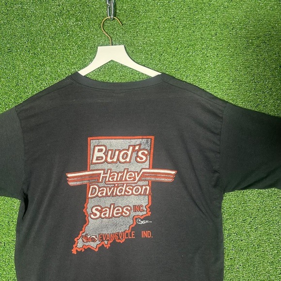 Vintage 80s Harley Davidson T Shirt Mens XL Black Coast to Coast Eagle Biker - Picture 16 of 16